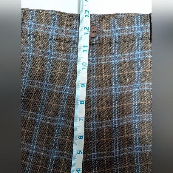 Vintage Eugen Klein Plaid Trousers Brown Blue Academia Chic 8/10 - Picture 7 of 10